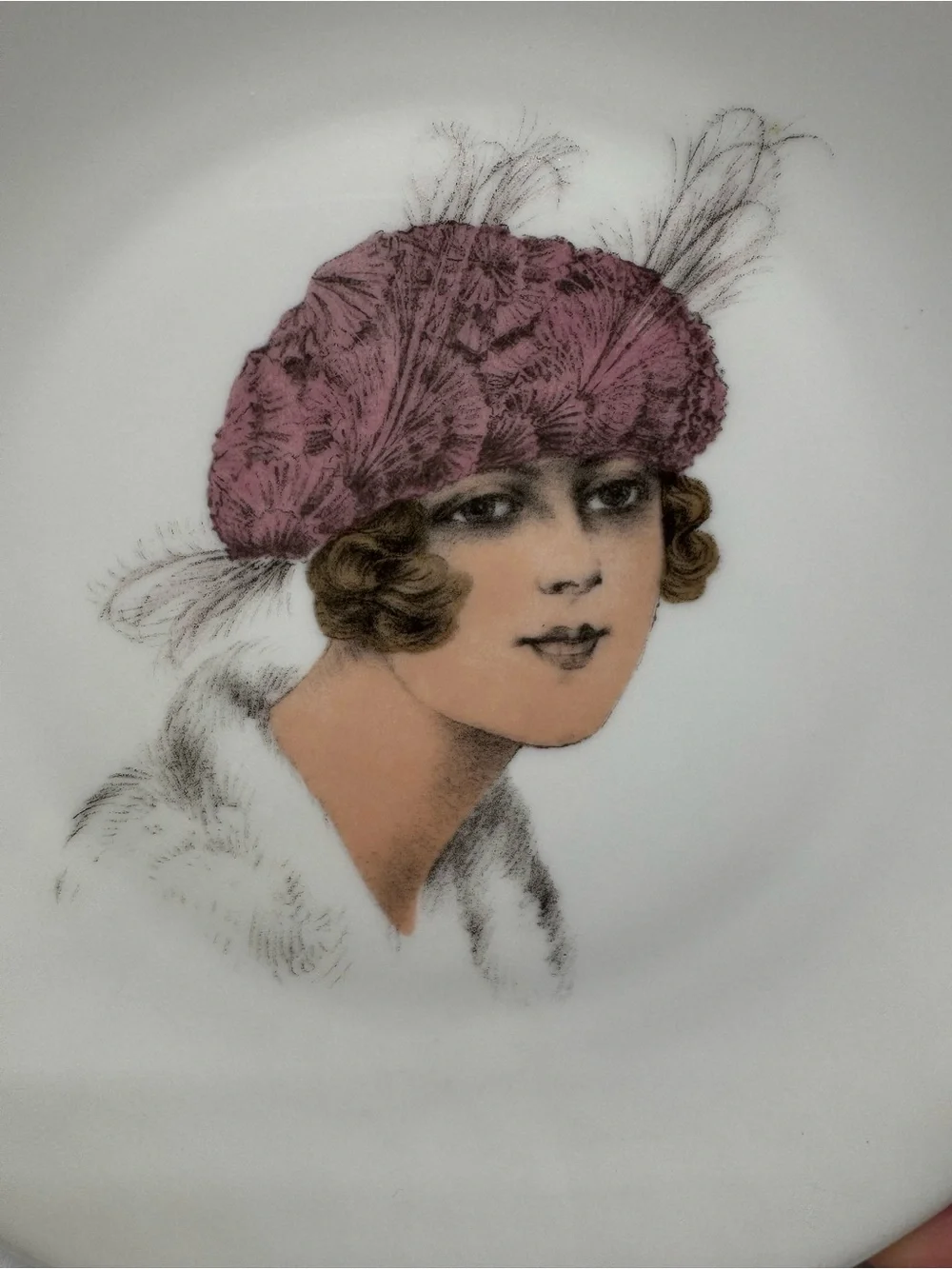 Vintage Porcelaine France Plates: Ladies Face Collectible Display Plate 7 1/2”